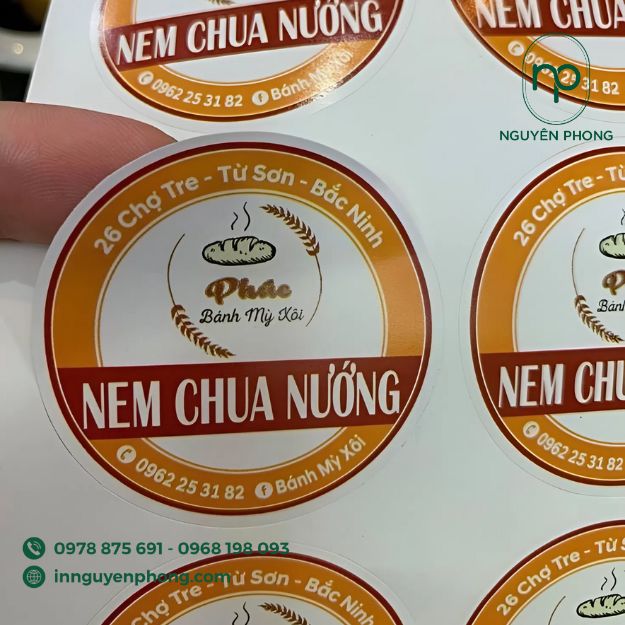 in tem dán nem chua nướng theo yêu cầu